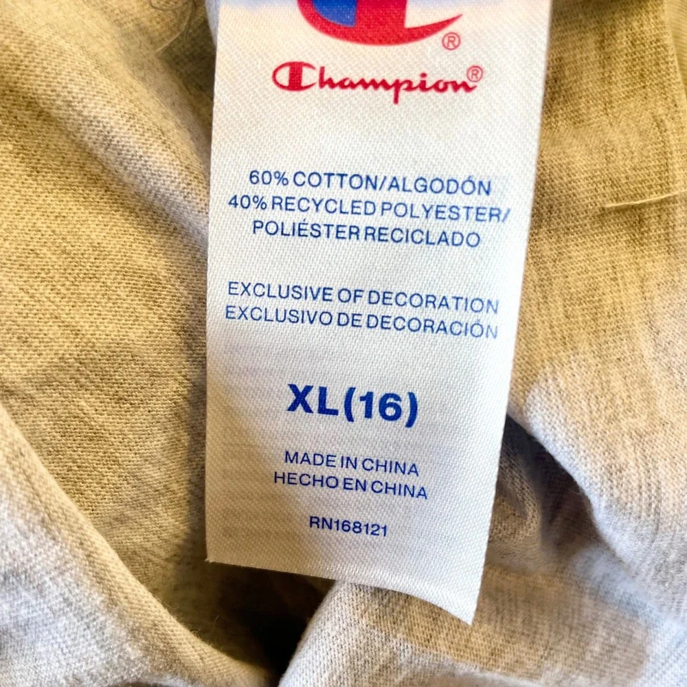 Champion Kids Gray Tennis Club Graphic T-Shirt XL 16 Short Sleeve Crewneck Tee